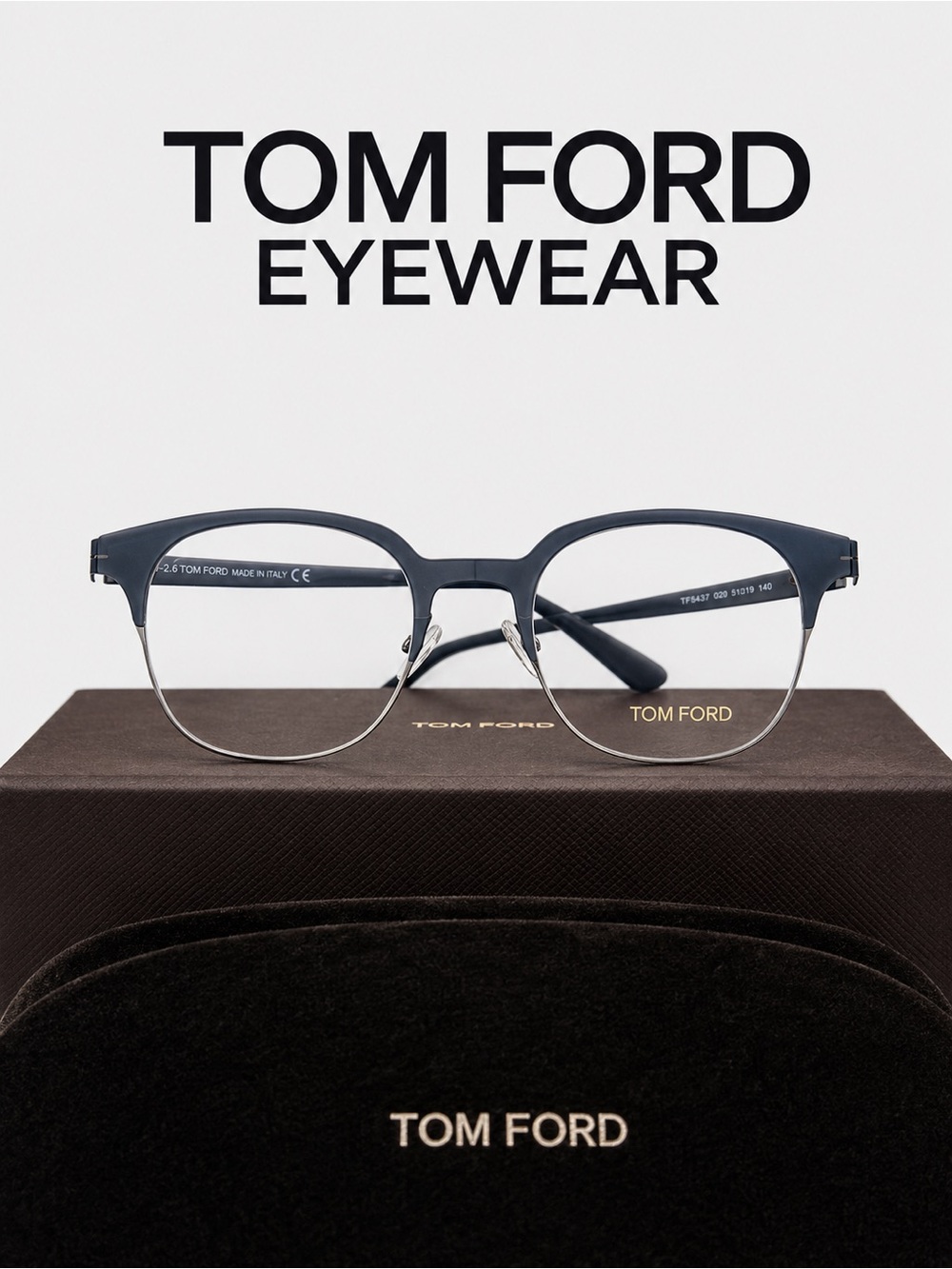 TOM FORD Eyewear TF5347 Model in Matte Dark Navy